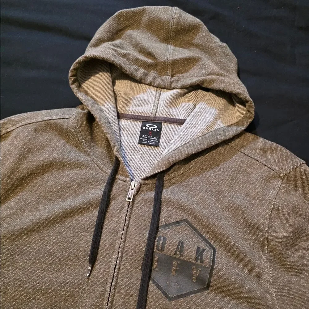 Oakley Men's Zip-Up Dark Greenish Brown Mens Large